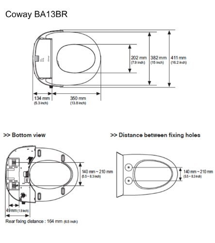 Coway ba13 BR round dimensions